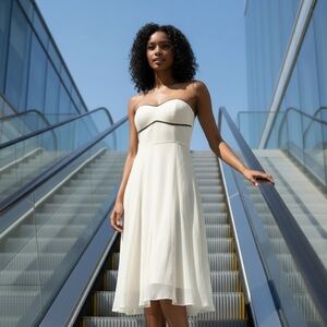 White House Black Market Strapless Cream Dress